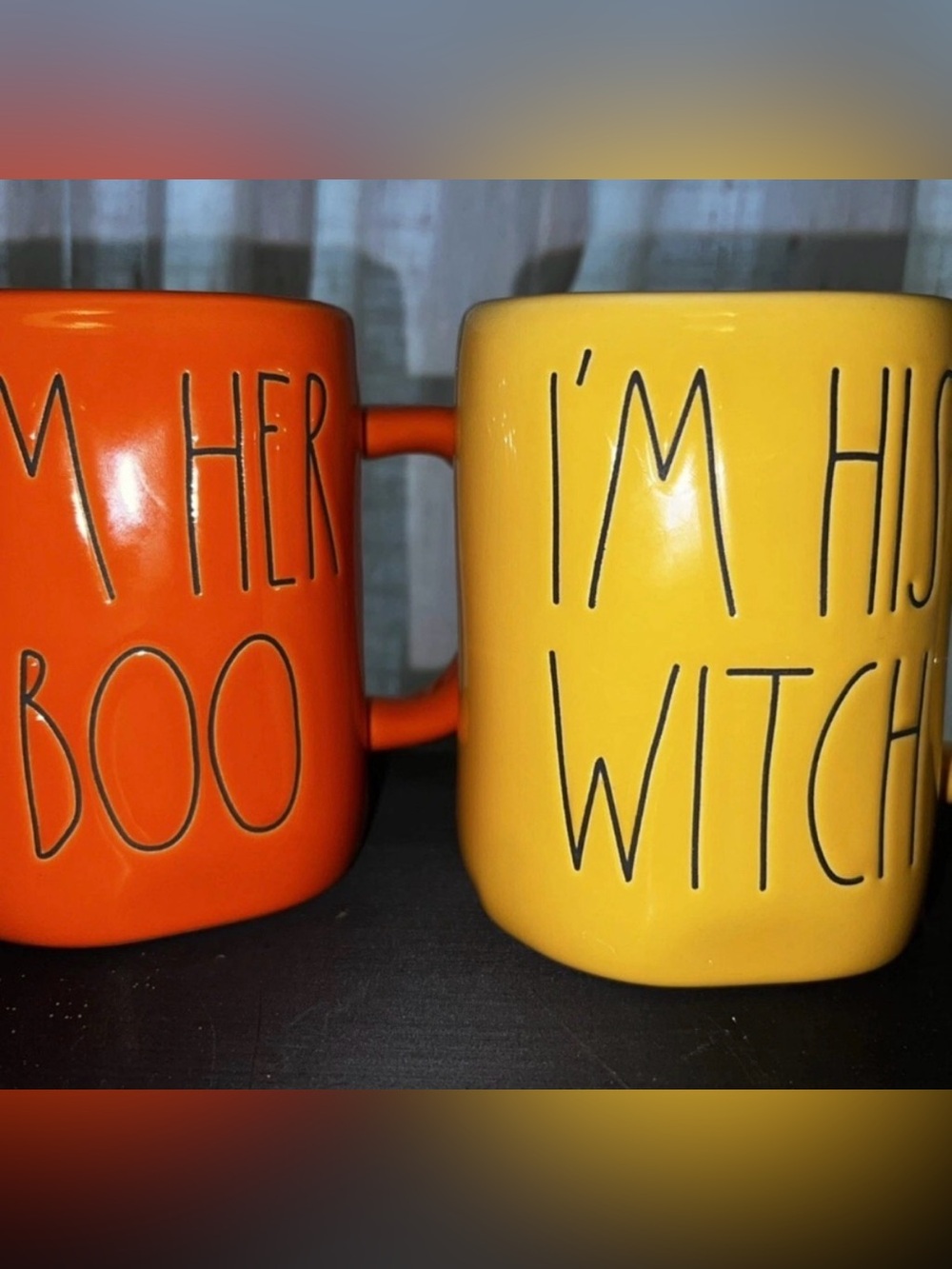 Rae Dun Halloween Couple Mug Set His & Hers Witch & Boo
